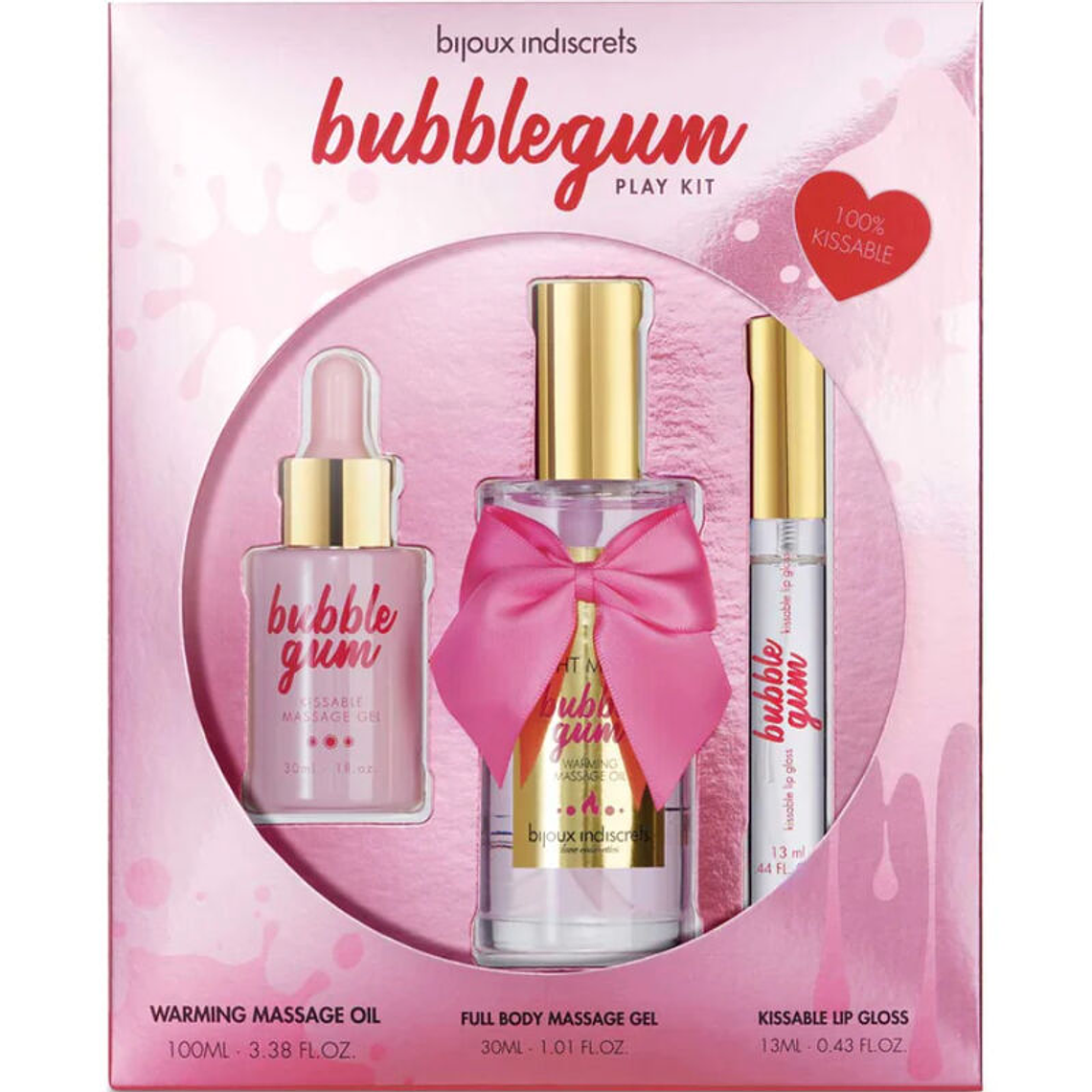 BIJOUX - INDISCRETS KIT BUBBLEGUM PLAY COM ÓLEO GEL E LIP GLOSS 1