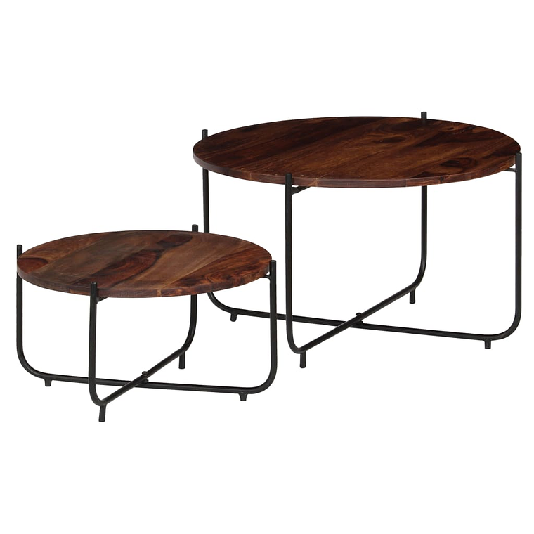 vidaXL Conj. mesas de centro 2 pcs madeira de acácia maciça 60x35 cm 1