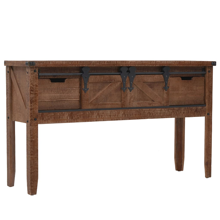 vidaXL Mesa consola madeira de abeto maciça 131x35,5x75 cm castanho 1