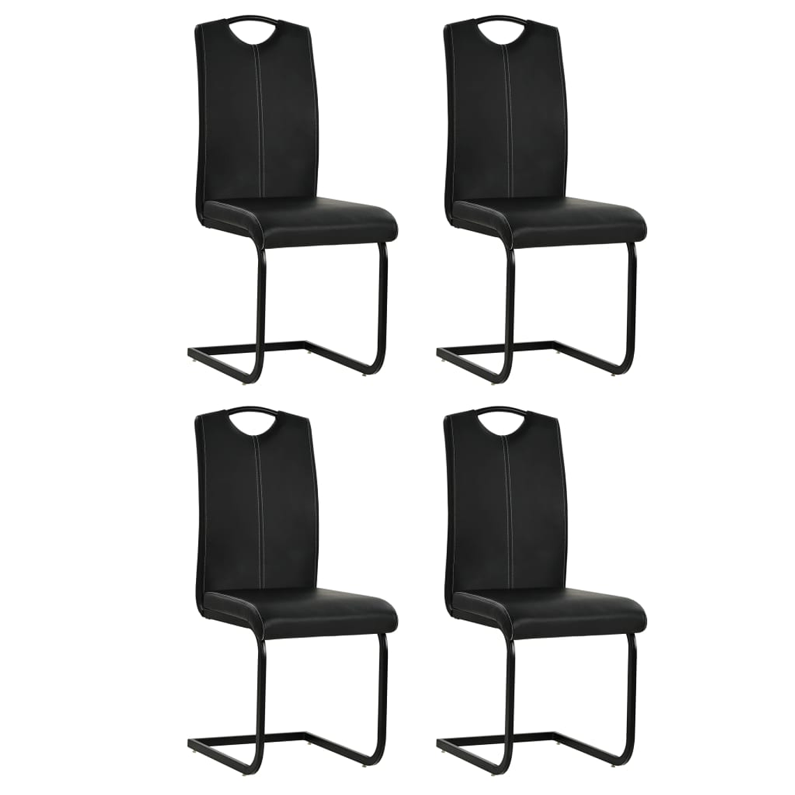 vidaXL Cadeiras de jantar cantilever 4 pcs couro artificial preto 1