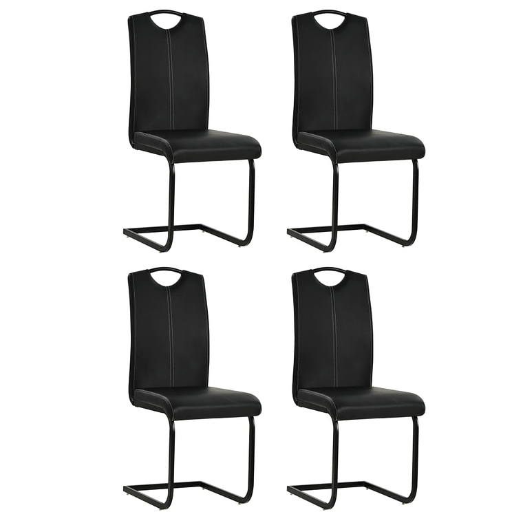 vidaXL Cadeiras de jantar cantilever 4 pcs couro artificial preto 1