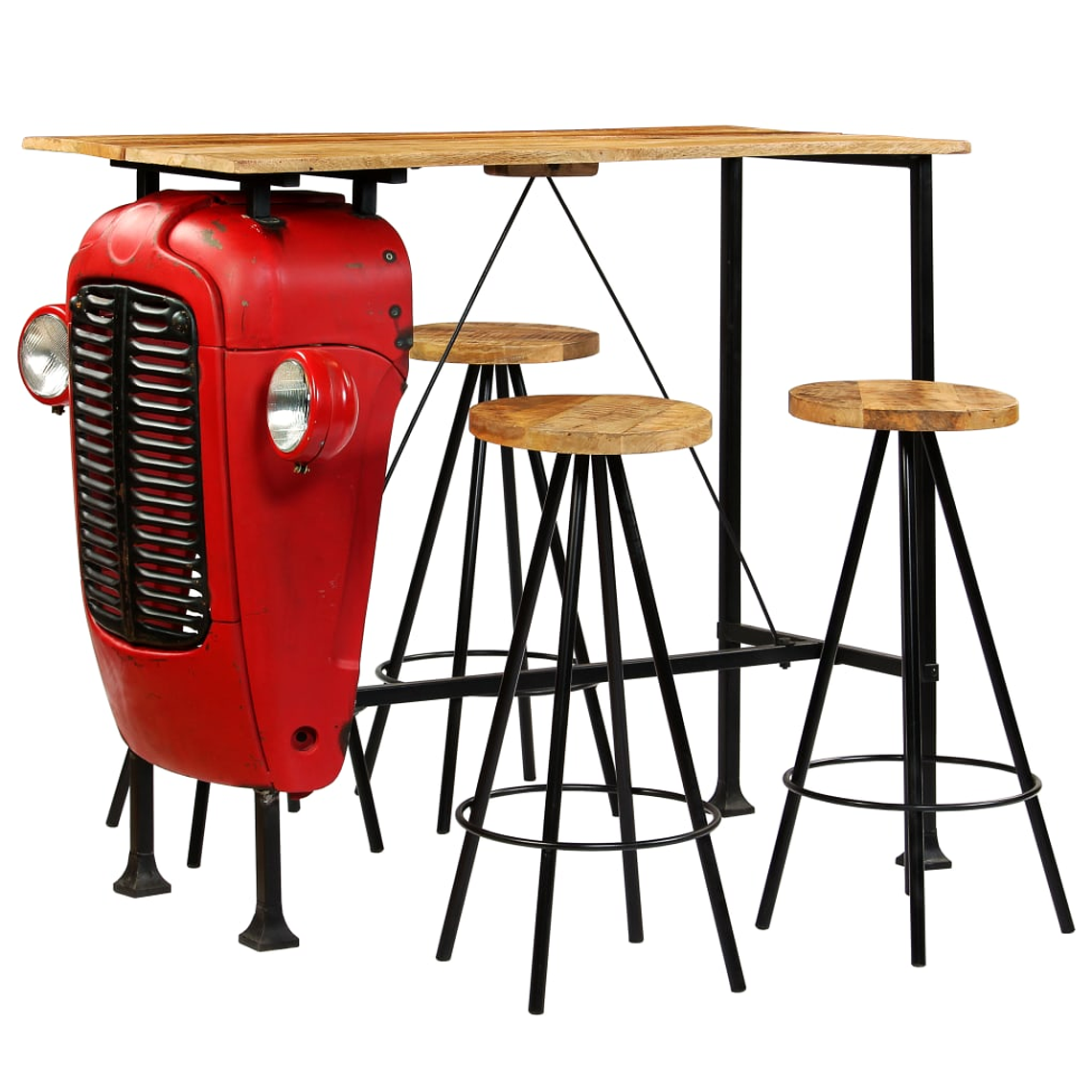 vidaXL Conjunto de bar 5 pcs madeira de mangueira maciça 120x60x107 cm 1