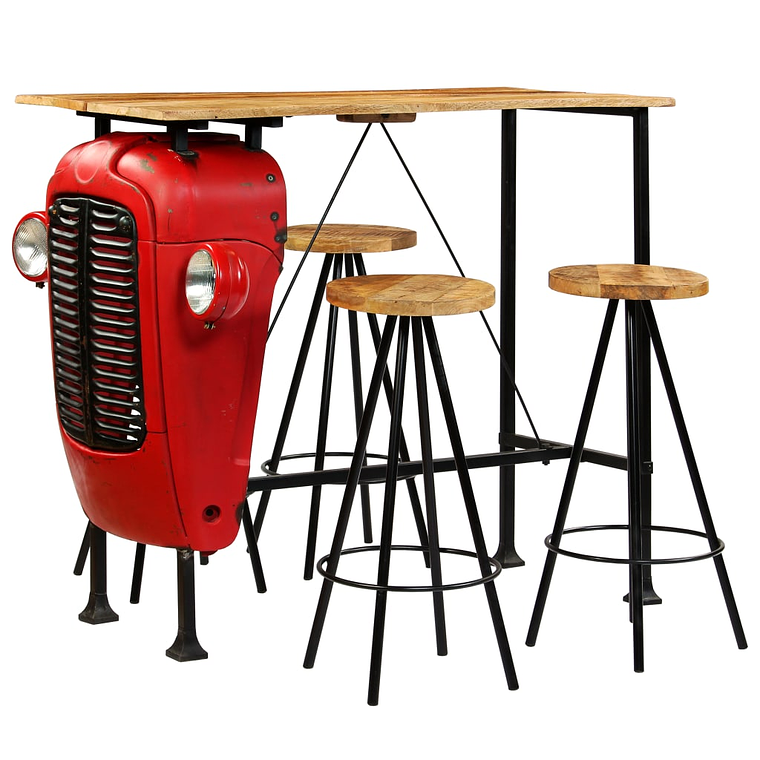 vidaXL Conjunto de bar 5 pcs madeira de mangueira maciça 120x60x107 cm 1