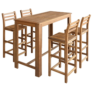 vidaXL Conjunto mesa e cadeiras de bar 5 pcs madeira de acácia maciça