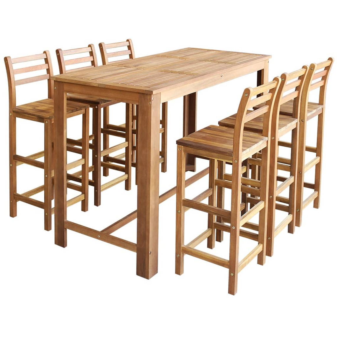 vidaXL Conjunto mesa e cadeiras de bar 7 pcs madeira de acácia maciça 1
