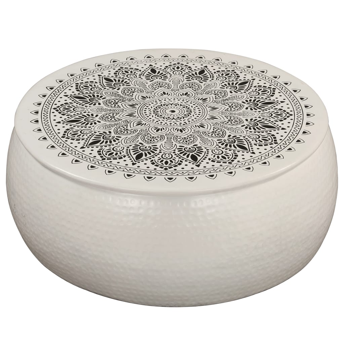 vidaXL Mesa de centro em alumínio martelado 70x30 cm branco 1