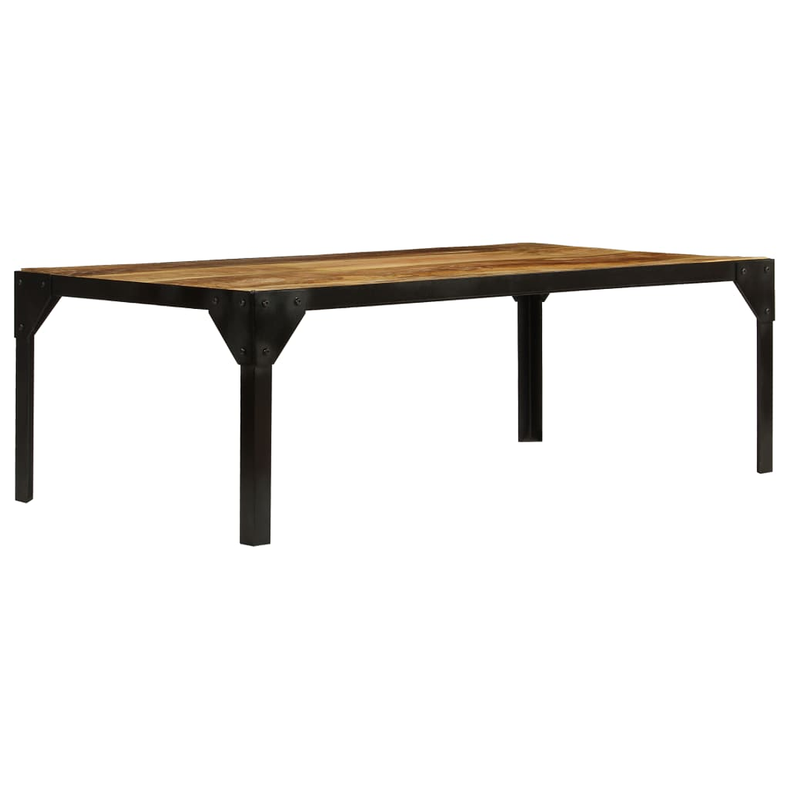 vidaXL Mesa de centro madeira de mangueira maciça áspera e aço 110 cm 1