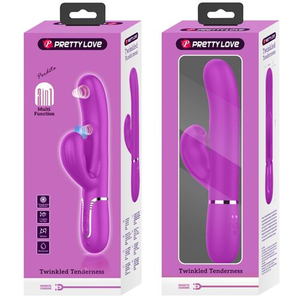 Vibrador Multifuncional 3 em 1 Perlita Violeta para Ponto G | 7 Funções de Batida e Toque | Pretty Love 12