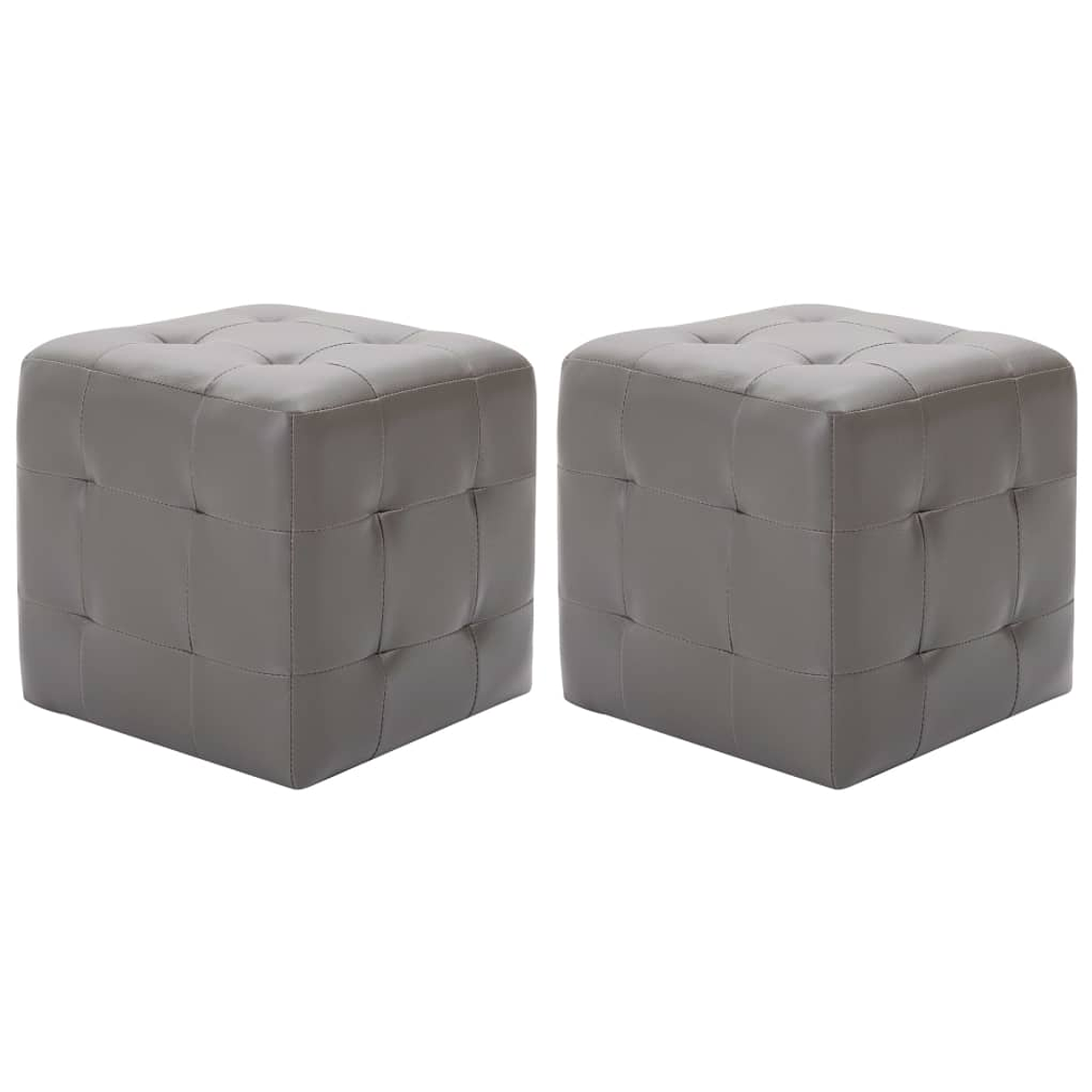 vidaXL Mesas de cabeceira 2 pcs 30x30x30 cm couro artificial cinzento 1