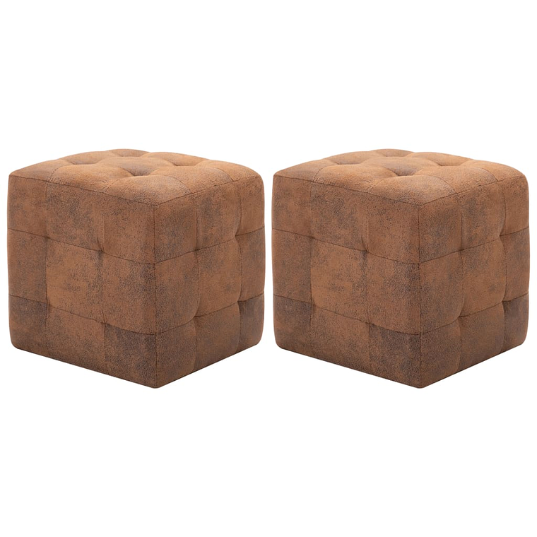 vidaXL Mesas de cabeceira 2pcs 30x30x30 cm camurça artificial castanho 1