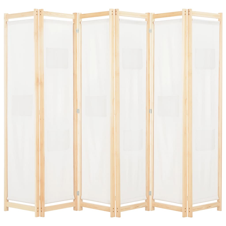 vidaXL Divisória de quarto com 6 painéis 240x170x4 cm tecido cor creme   1