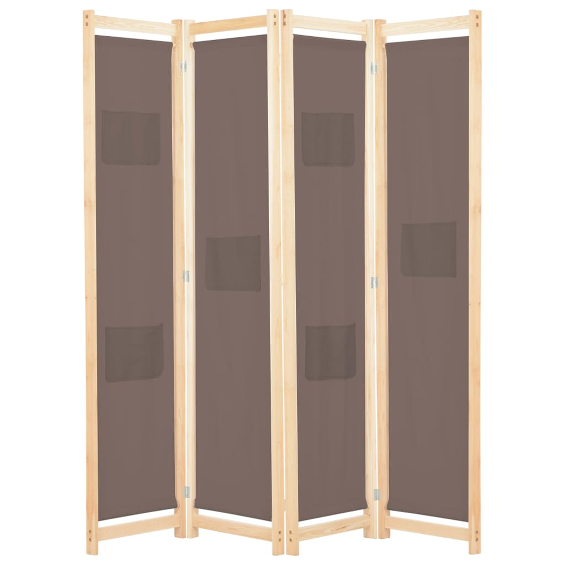 vidaXL Divisória de quarto com 4 painéis 160x170x4 cm tecido castanho 1