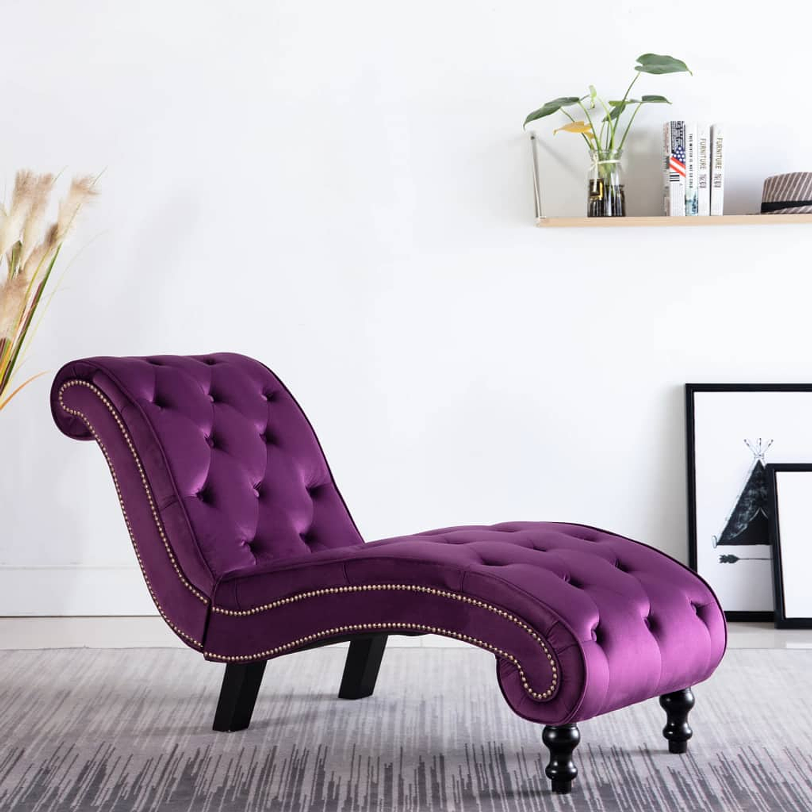 vidaXL Chaise longue em veludo roxo 1