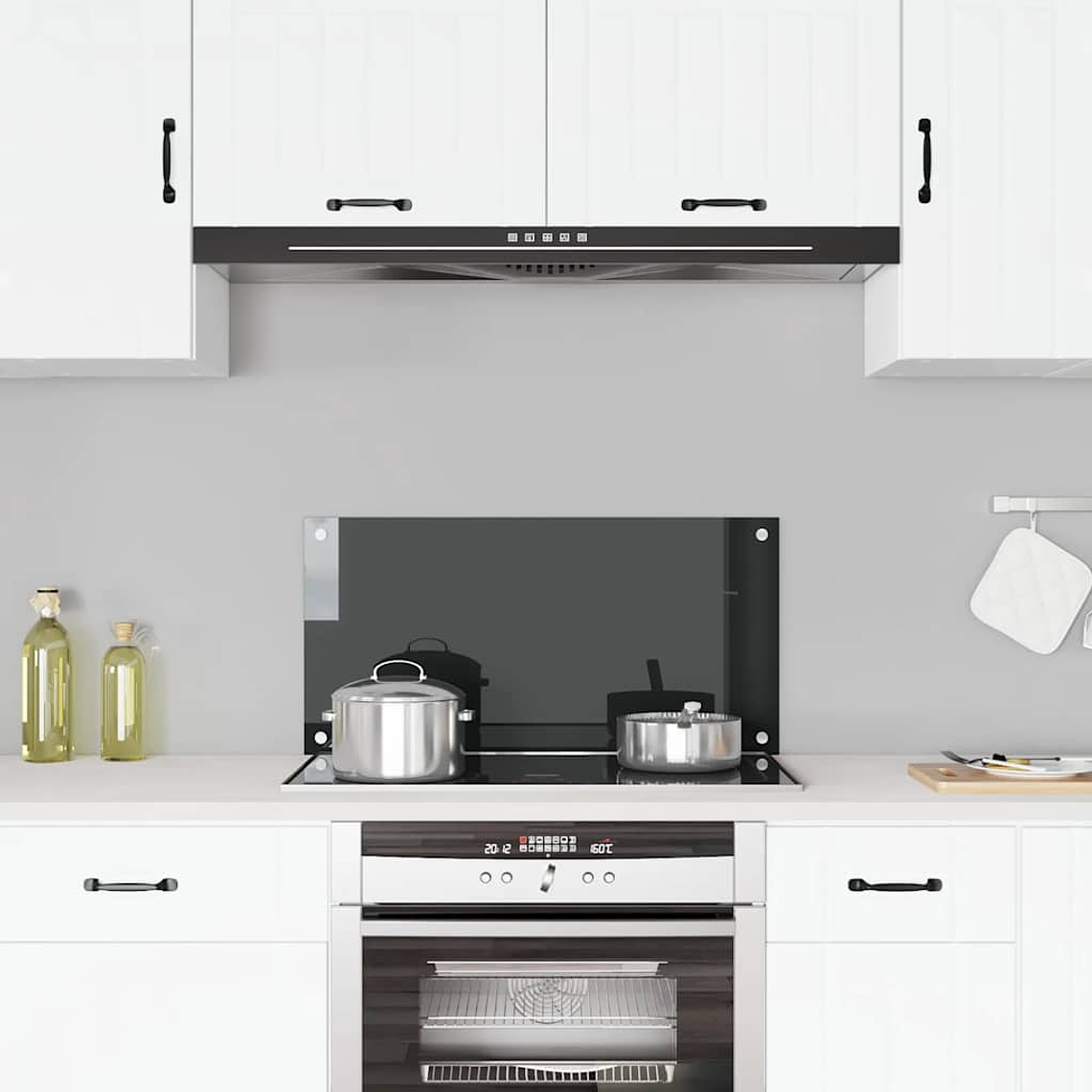 vidaXL Painel anti-salpicos de cozinha 80x40 cm vidro temperado preto 1