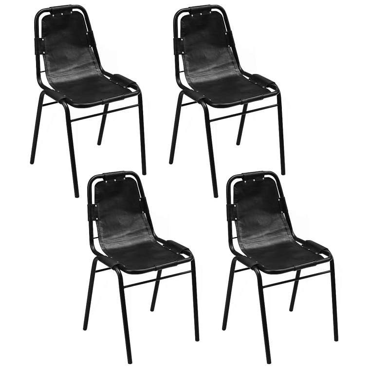 vidaXL Cadeiras de jantar 4 pcs couro genuíno preto 1