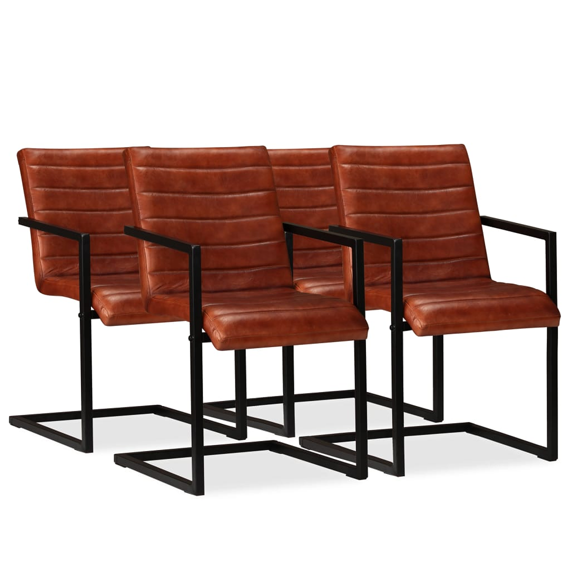 vidaXL Cadeiras de jantar 4 pcs couro genuíno castanho 1