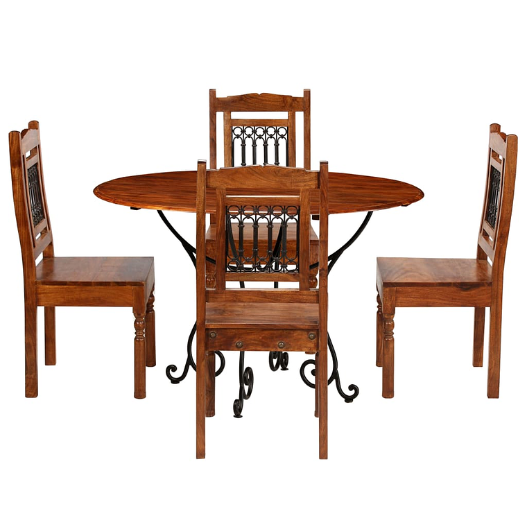 vidaXL Conjunto de mesa de jantar 5 pcs madeira de acácia maciça 1