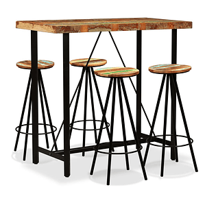 vidaXL Conjunto de bar 5 pcs madeira recuperada maciça