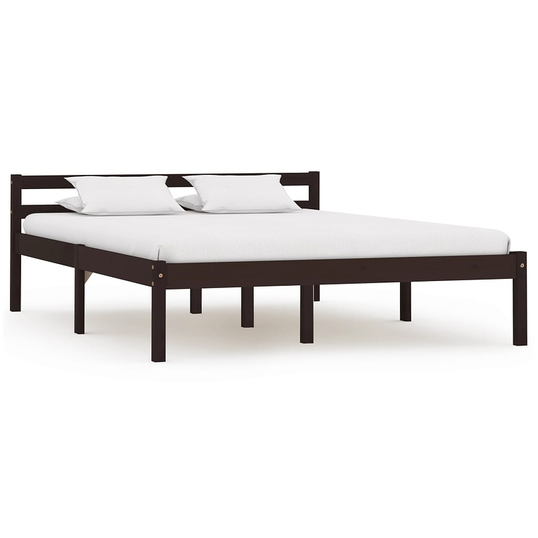 vidaXL Estrutura de cama 140x200 cm pinho maciço castanho-escuro 1