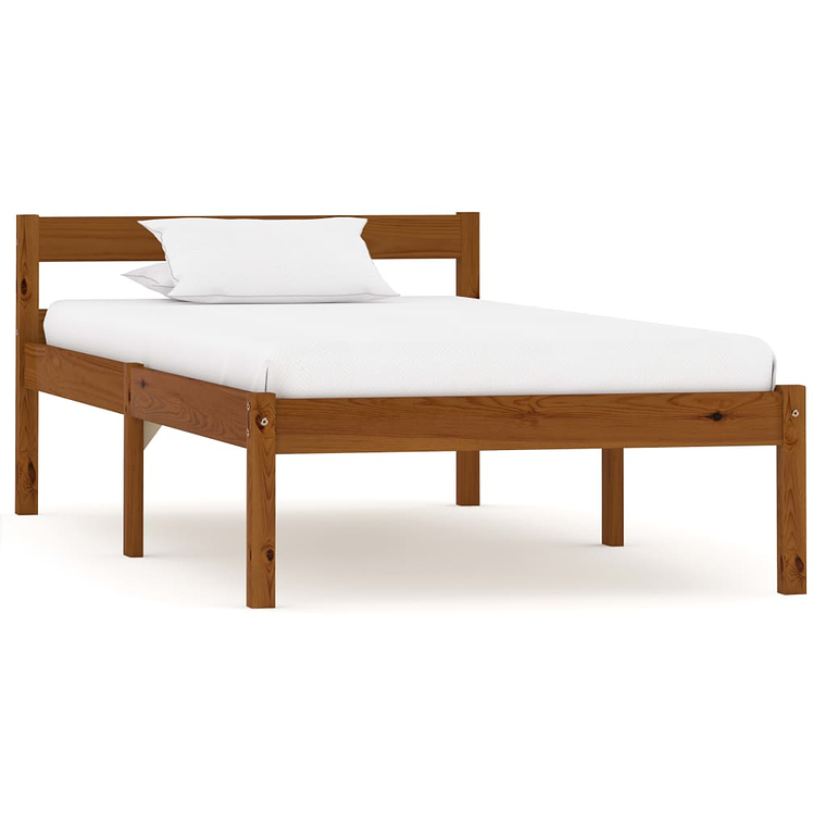 vidaXL Estrutura de cama 100x200 cm madeira pinho maciço castanho mel 1