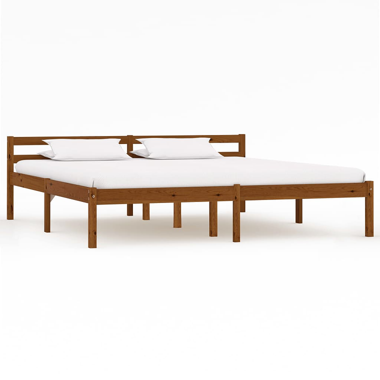 vidaXL Estrutura de cama 180x200 cm madeira pinho maciço castanho mel 1