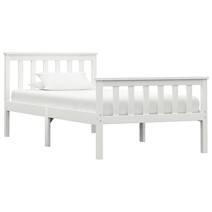 vidaXL Estrutura de cama 100x200 cm madeira pinho maciço branco 