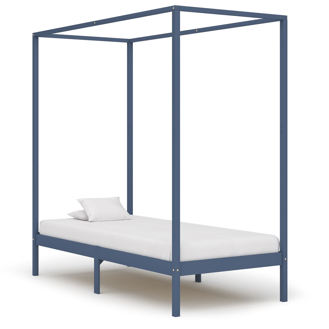 vidaXL Estrutura de cama com toldo 90x200 cm pinho maciço cinzento 1