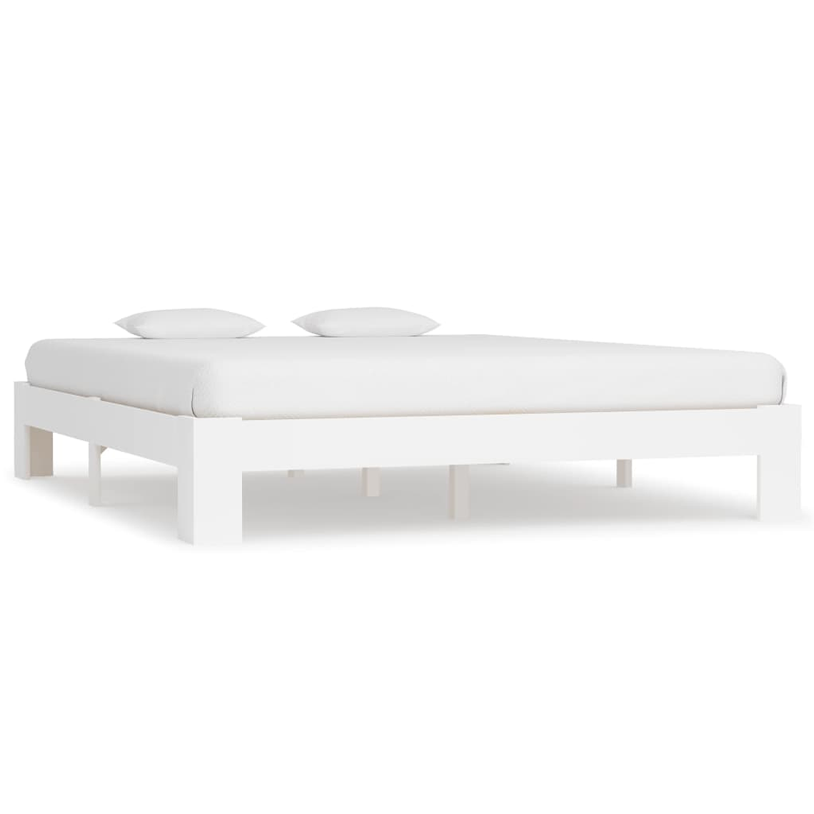vidaXL Estrutura de cama 160x200 cm pinho maciço branco 1