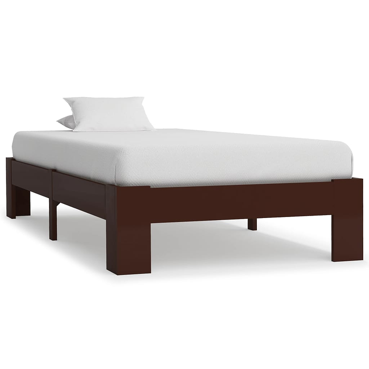 vidaXL Estrutura de cama 90x200 cm pinho maciço castanho-escuro 1
