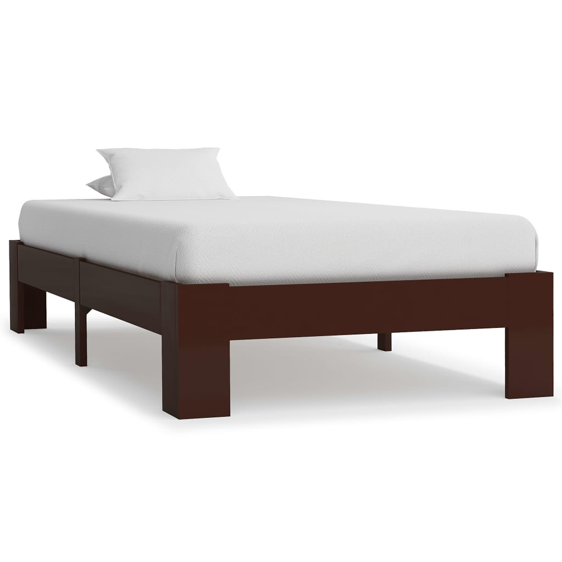 vidaXL Estrutura de cama 100x200 cm pinho maciço castanho-escuro 1