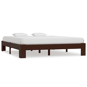 vidaXL Estrutura de cama 160x200 cm pinho maciço castanho-escuro