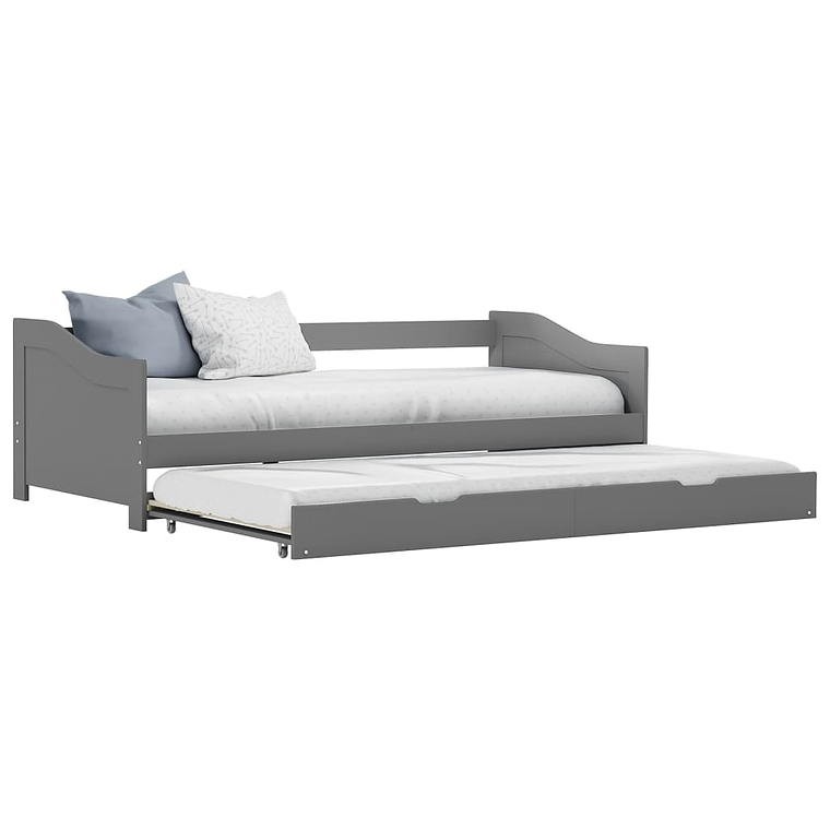 vidaXL Estrutura sofá-cama de puxar 90x200 cm madeira pinho cinzento 1
