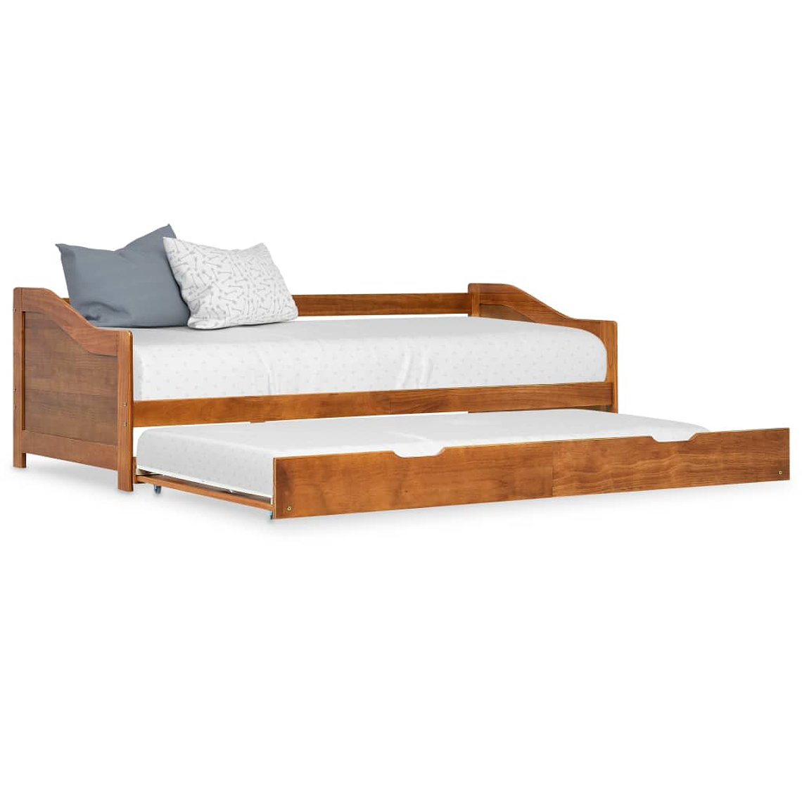 vidaXL Estrutura sofá-cama de puxar 90x200 cm madeira pinho castanho 1