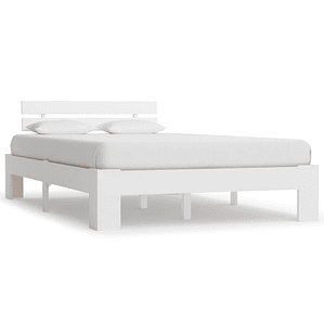 vidaXL Estrutura de cama com cabeceira 140x200 cm pinho maciço branco