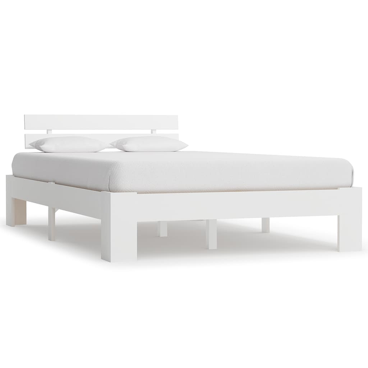 vidaXL Estrutura de cama com cabeceira 140x200 cm pinho maciço branco 1