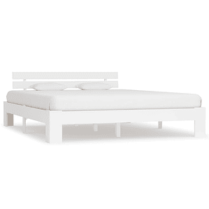 vidaXL Estrutura de cama com cabeceira 180x200cm pinho maciço branco
