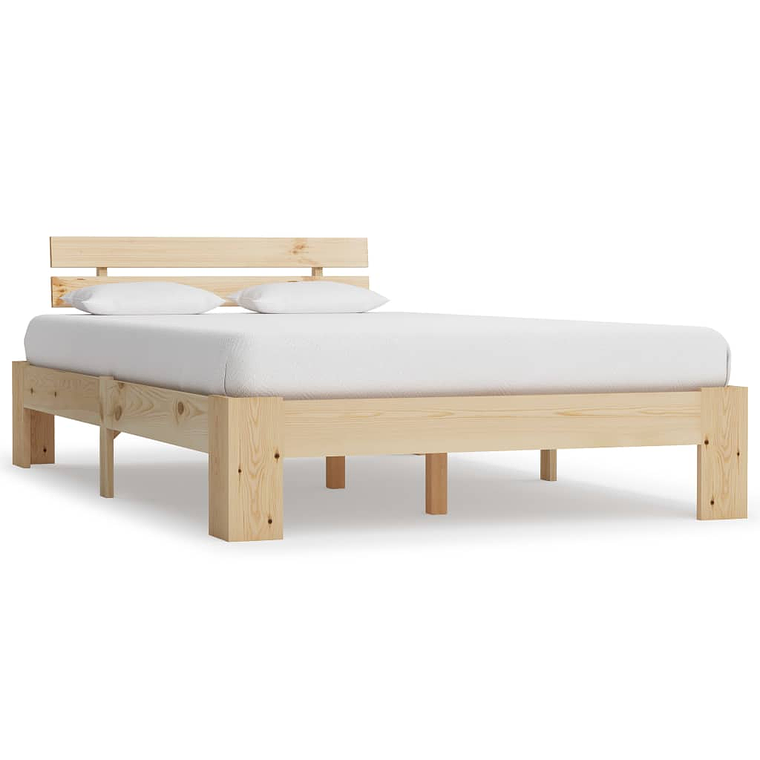 vidaXL Estrutura de cama com cabeceira 140x200 cm pinho maciço 1