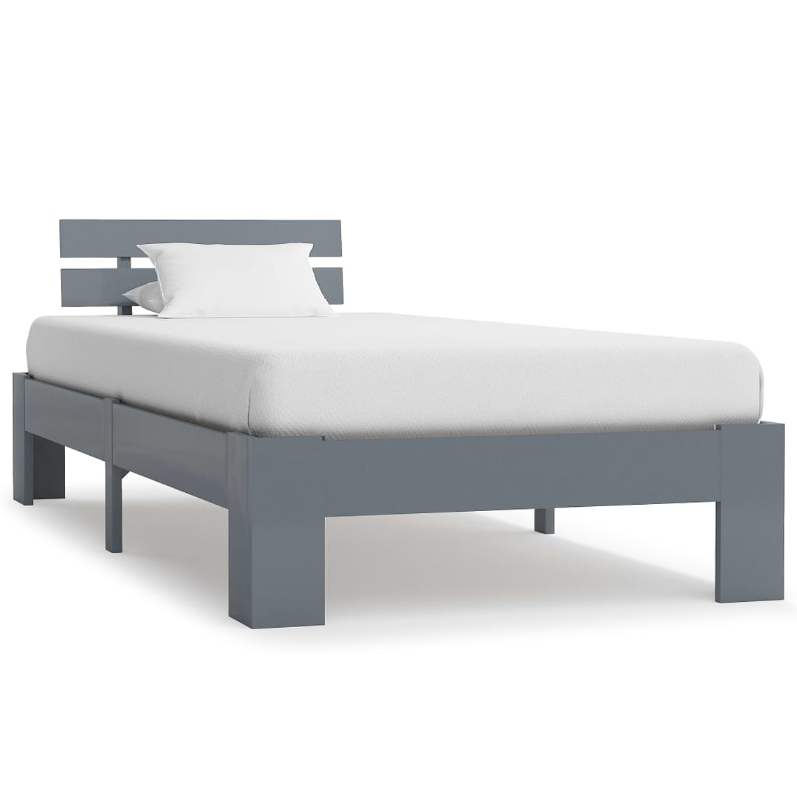 vidaXL Estrutura de cama 90x200 cm pinho maciço cinzento 1