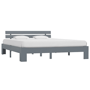 vidaXL Estrutura de cama com cabeceira 160x200cm pinho maciço cinzento
