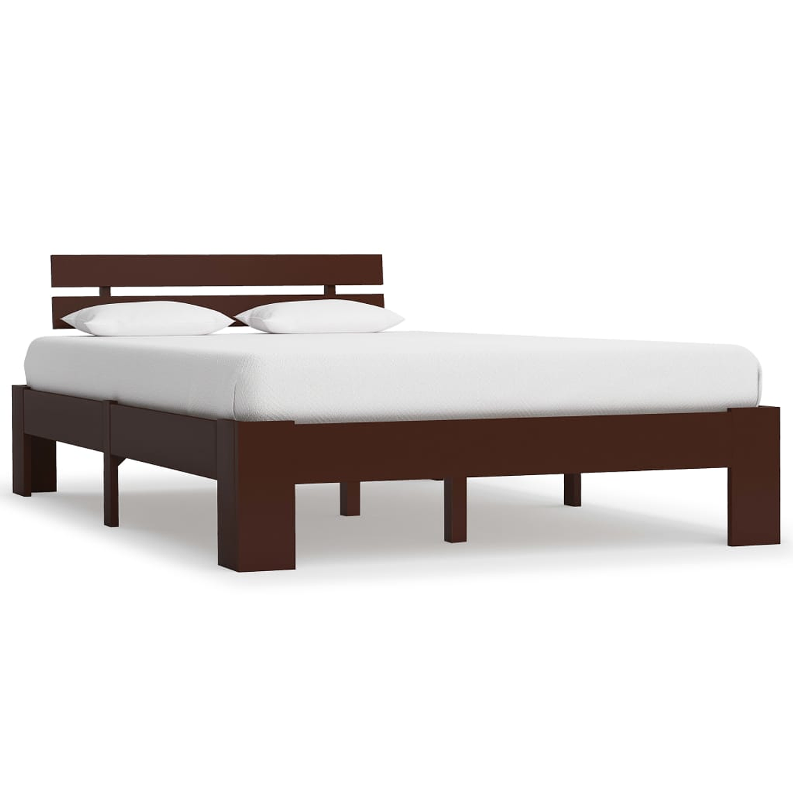 vidaXL Estrutura de cama 140x200 cm pinho maciço castanho-escuro 1