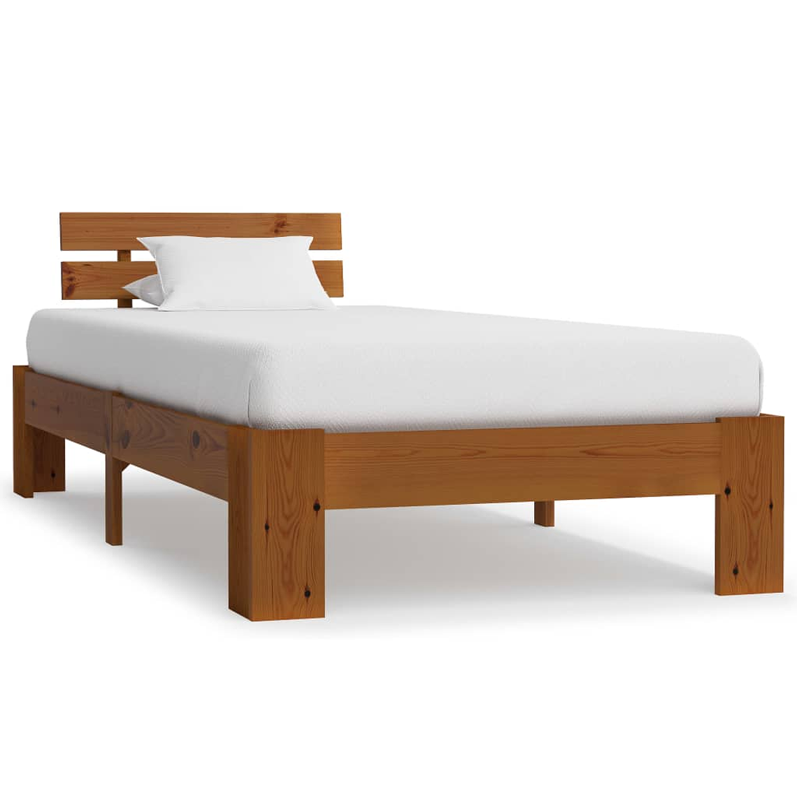 vidaXL Estrutura de cama 90x200 cm pinho maciço castanho mel 1