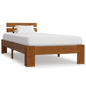 vidaXL Estrutura de cama 100x200 cm pinho maciço castanho mel