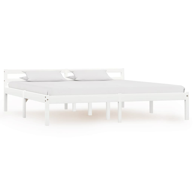 vidaXL Estrutura de cama 160x200 cm madeira pinho maciço branco 1