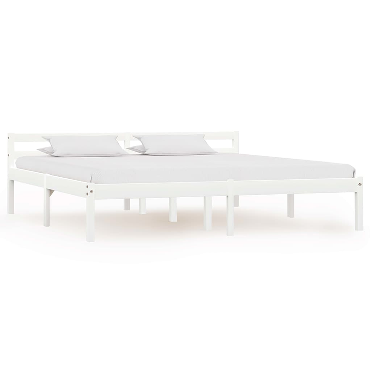 vidaXL Estrutura de cama 180x200 cm pinho maciço branco 1