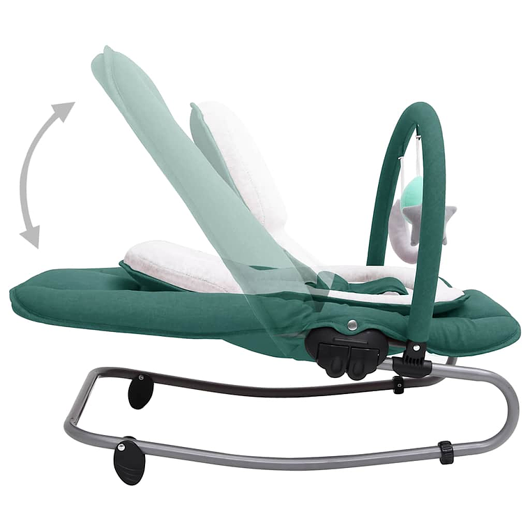 Baloiço de Bebé em Aço Verde | Ajustável, com Brinquedos e Arnês de Segurança 7