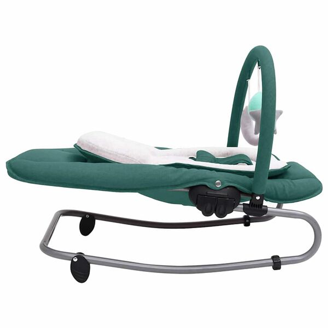 Baloiço de Bebé em Aço Verde | Ajustável, com Brinquedos e Arnês de Segurança 10