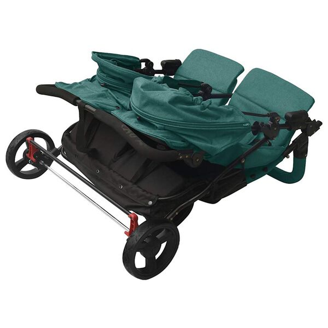 Green Steel Twin Stroller | Double, Reclining, and with Protective Canopy 9