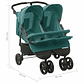Green Steel Twin Stroller | Double, Reclining, and with Protective Canopy - thumbnail 11