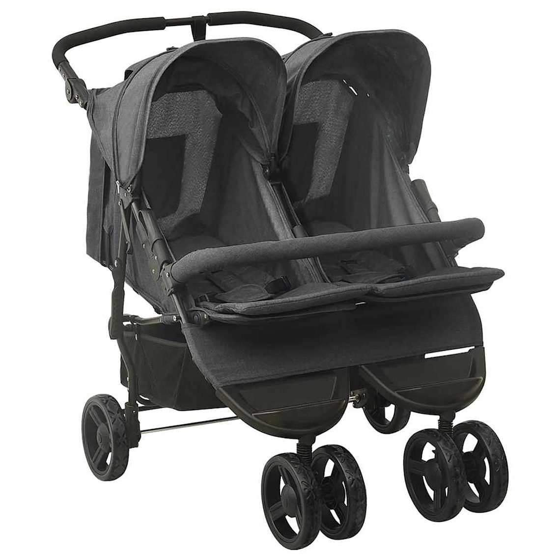 Green Steel Twin Stroller | Double, Reclining, and with Protective Canopy 13