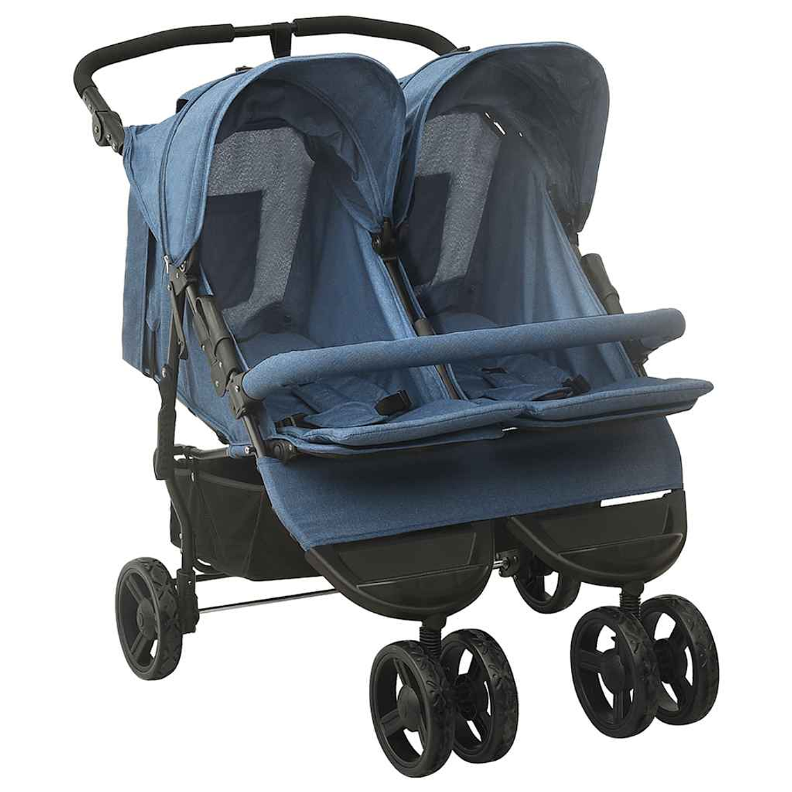 Green Steel Twin Stroller | Double, Reclining, and with Protective Canopy 14